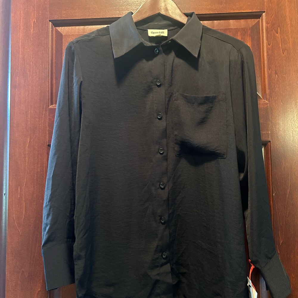 NWT - Open Edit Black Button-Down Shirt.